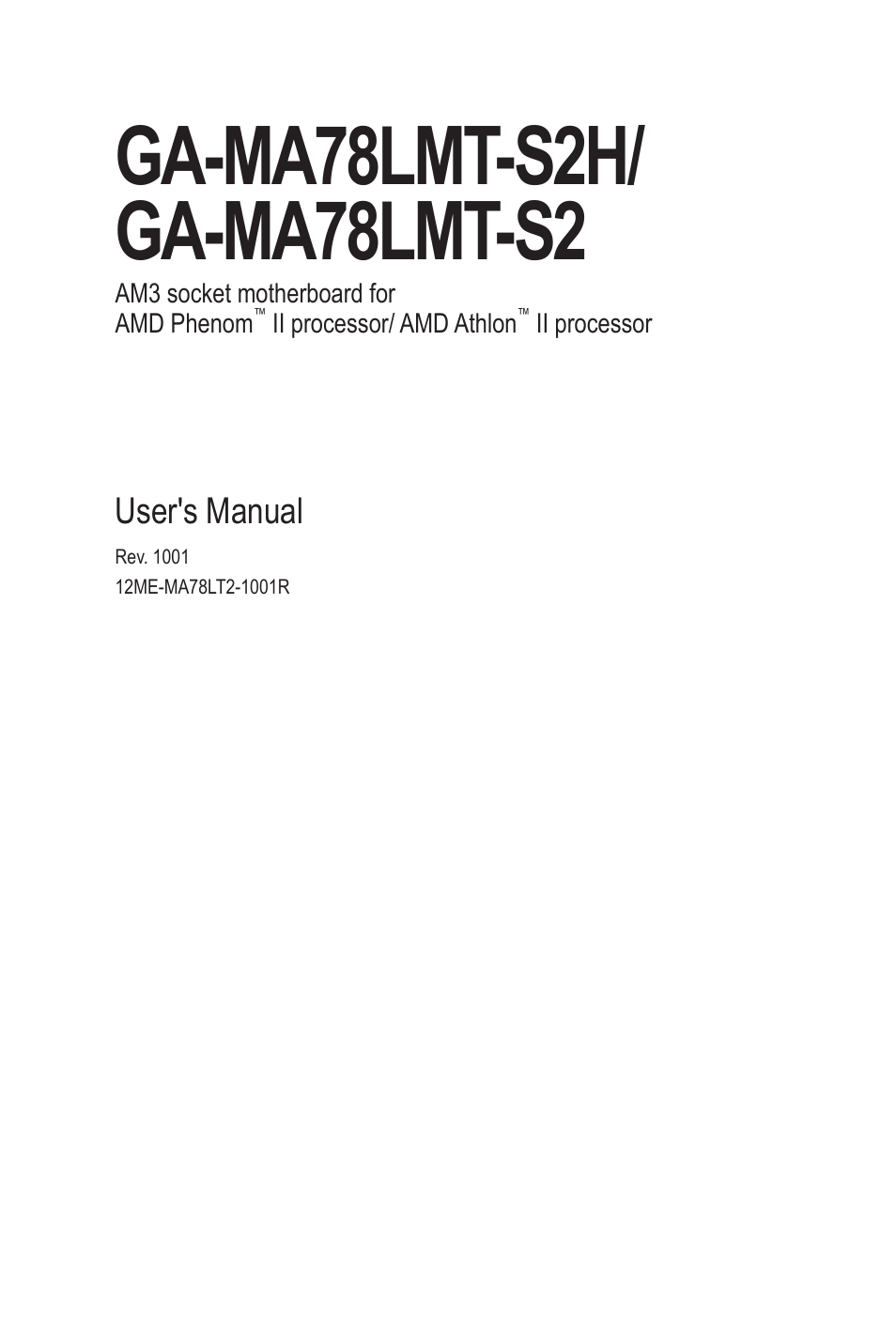 GIGABYTE GA-MA78LMT-S2H User Manual | 100 pages