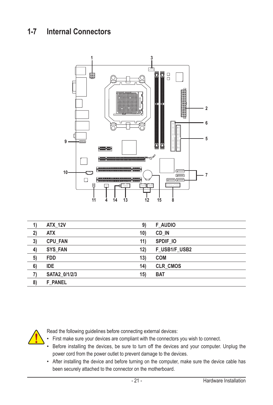 7 internal connectors | GIGABYTE GA-MA78LMT-S2H User Manual | Page 21 / 100