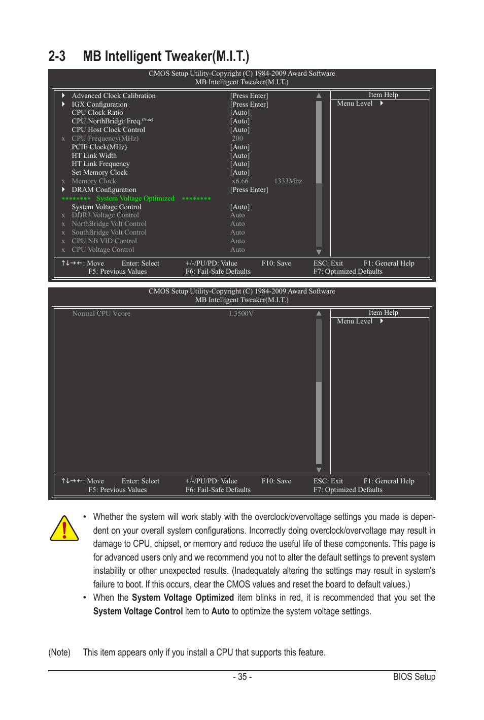 3 mb intelligent tweaker(m.i.t.), 35 - bios setup | GIGABYTE GA-MA78LMT-S2H User Manual | Page 35 / 100