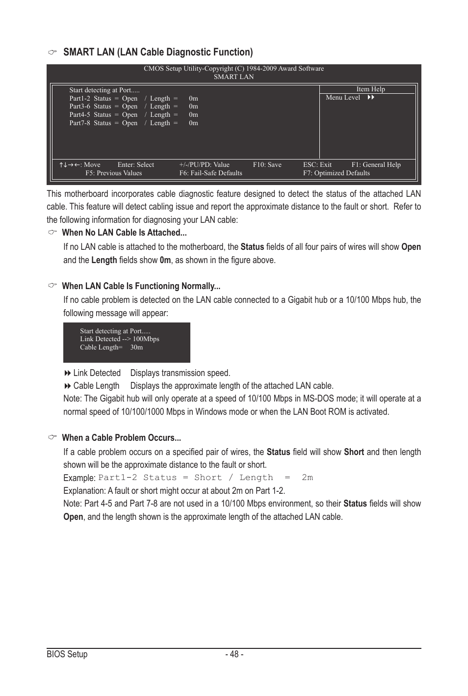 Smart lan (lan cable diagnostic function) | GIGABYTE GA-MA78LMT-S2H User Manual | Page 48 / 100