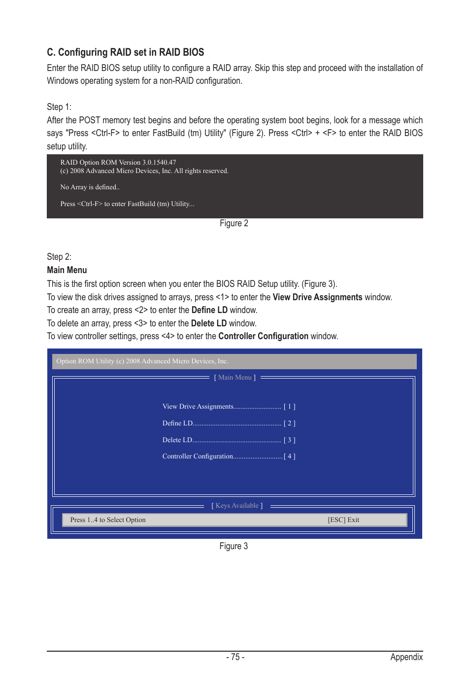 C. configuring raid set in raid bios, 75 - appendix, Figure 2 | GIGABYTE GA-MA78LMT-S2H User Manual | Page 75 / 100