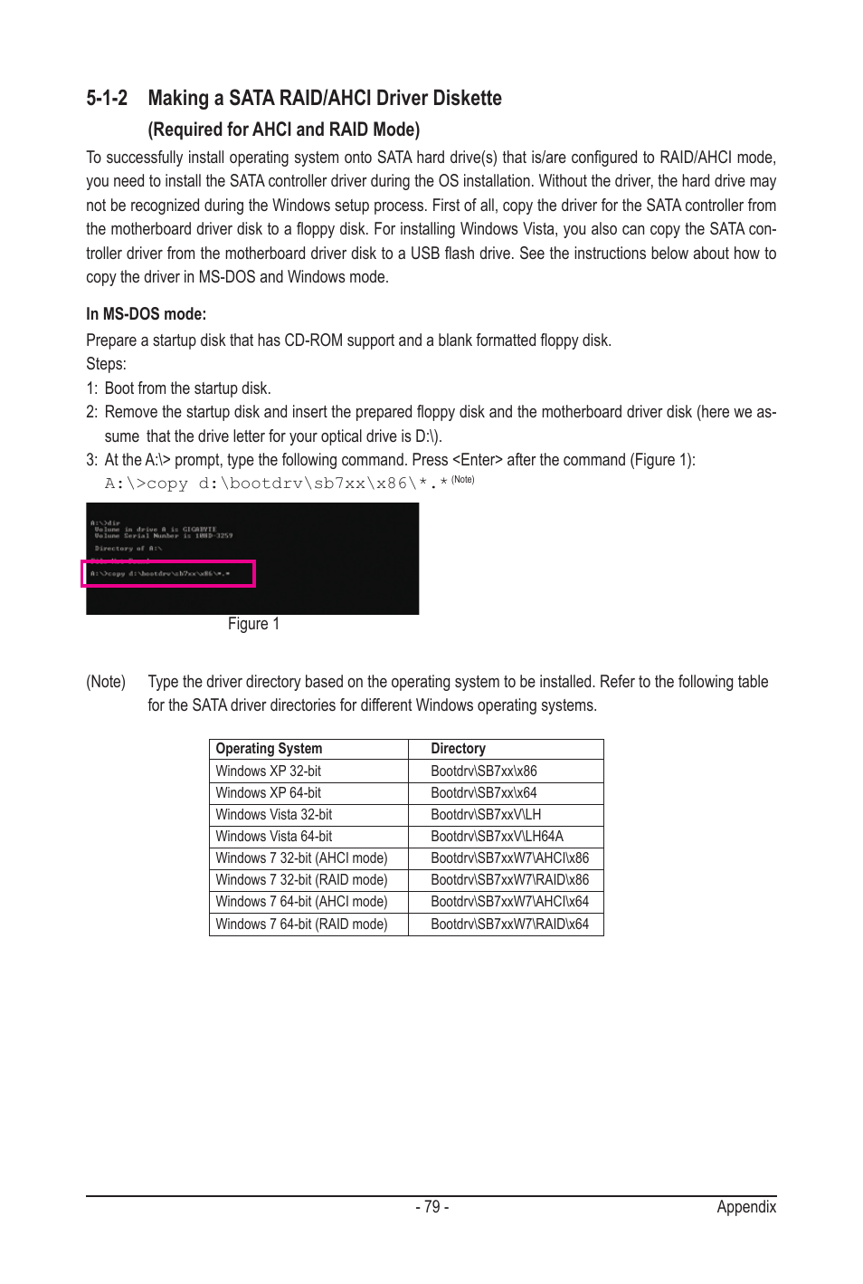 1-2 making a sata raid/ahci driver diskette, Required for ahci and raid mode) | GIGABYTE GA-MA78LMT-S2H User Manual | Page 79 / 100