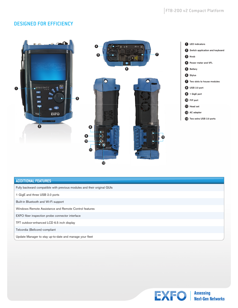 Designed for efficiency, Ftb-200 v2 compact platform, Additional features | Atec EXFO-FTB-200-V2 User Manual | Page 5 / 8