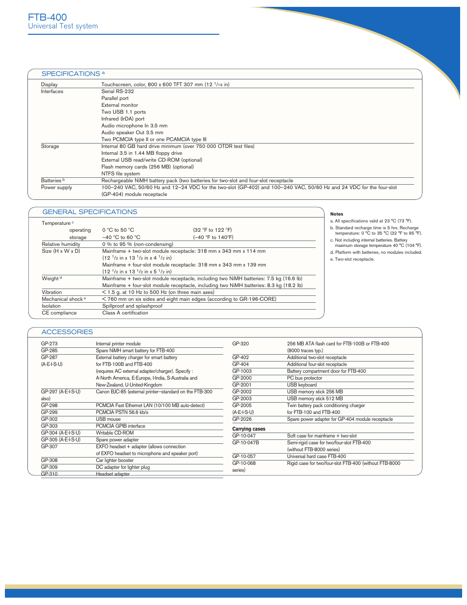 Ftb-400, Universal test system | Atec EXFO-FTB-400 User Manual | Page 11 / 12