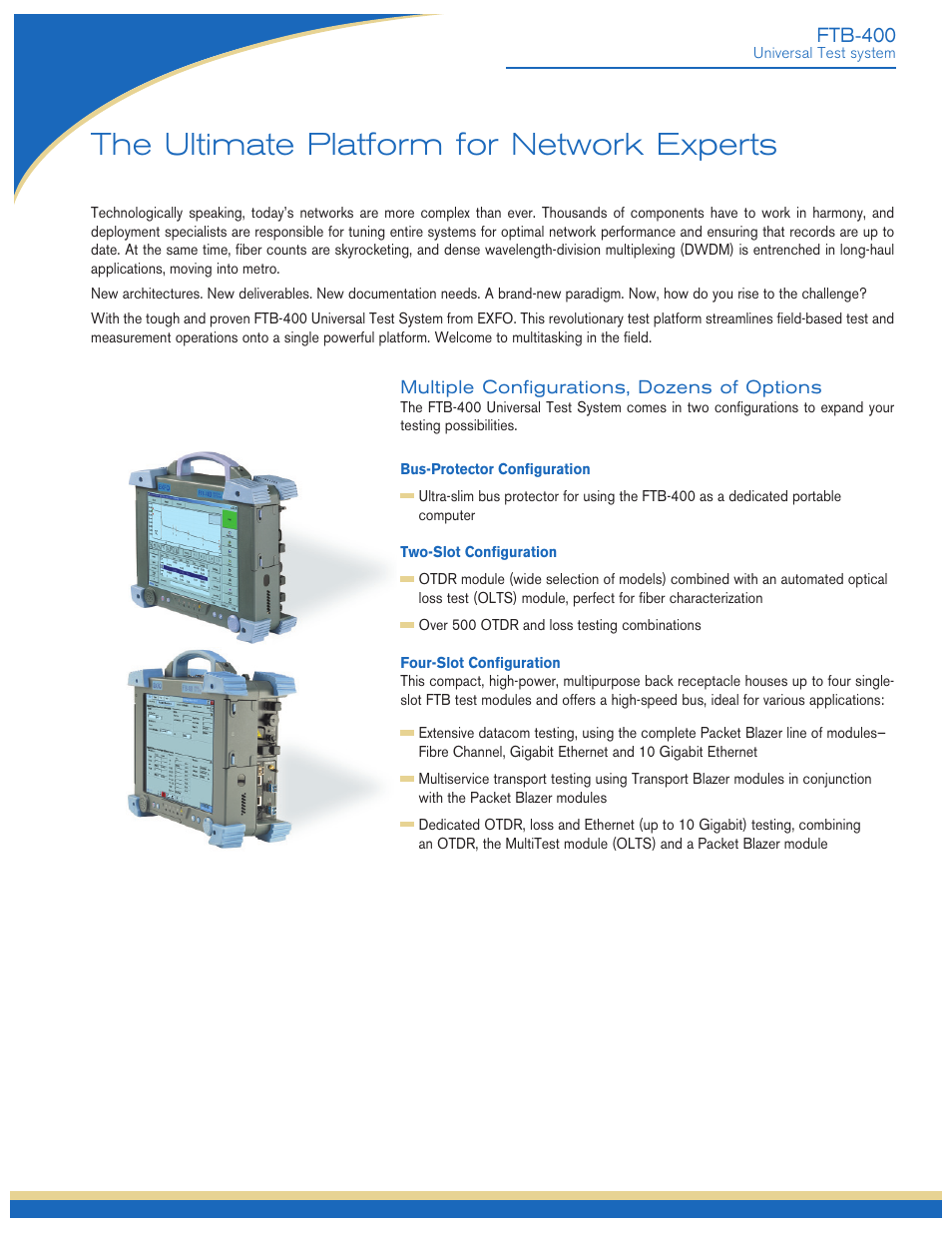 The ultimate platform for network experts, Ftb-400 | Atec EXFO-FTB-400 User Manual | Page 2 / 12