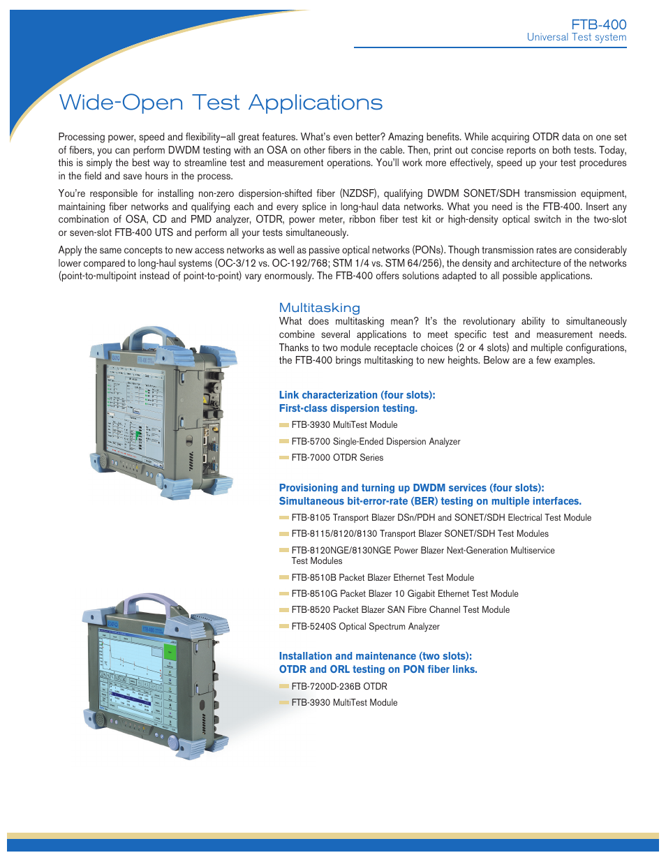 Wide-open test applications, Ftb-400 | Atec EXFO-FTB-400 User Manual | Page 8 / 12