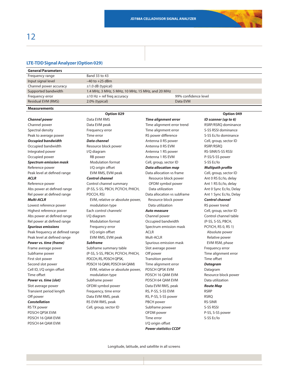 Lte-tdd signal analyzer (option 029) | Atec JDSU-JD788A User Manual | Page 12 / 16