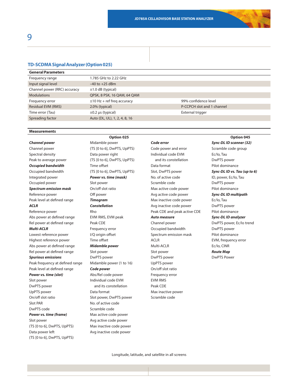 Td-scdma signal analyzer (option 025) | Atec JDSU-JD785A User Manual | Page 9 / 16