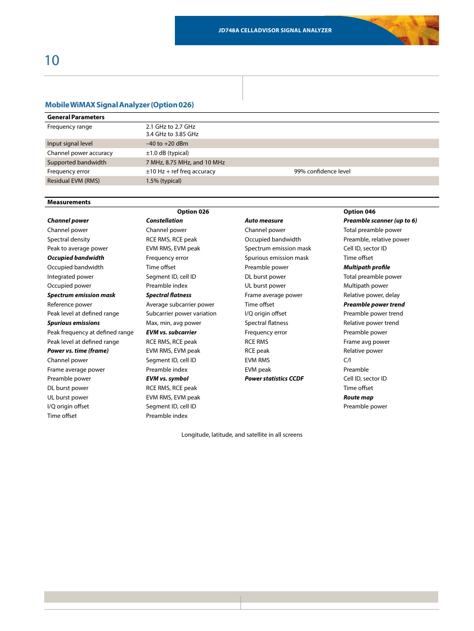 Mobile wimax signal analyzer (option 026) | Atec JDSU-JD748A User Manual | Page 10 / 16