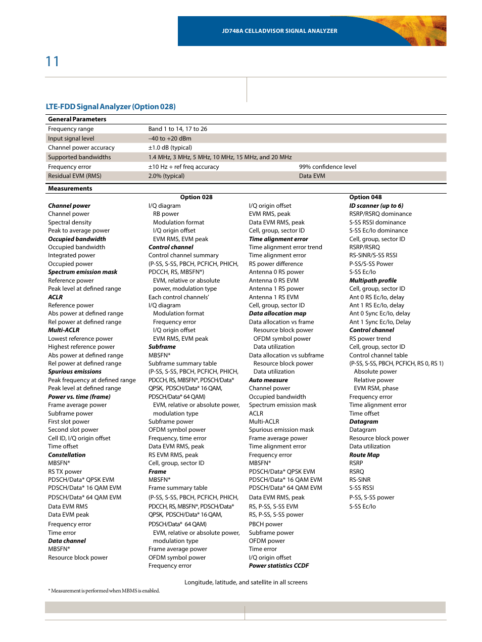 Lte-fdd signal analyzer (option 028) | Atec JDSU-JD748A User Manual | Page 11 / 16