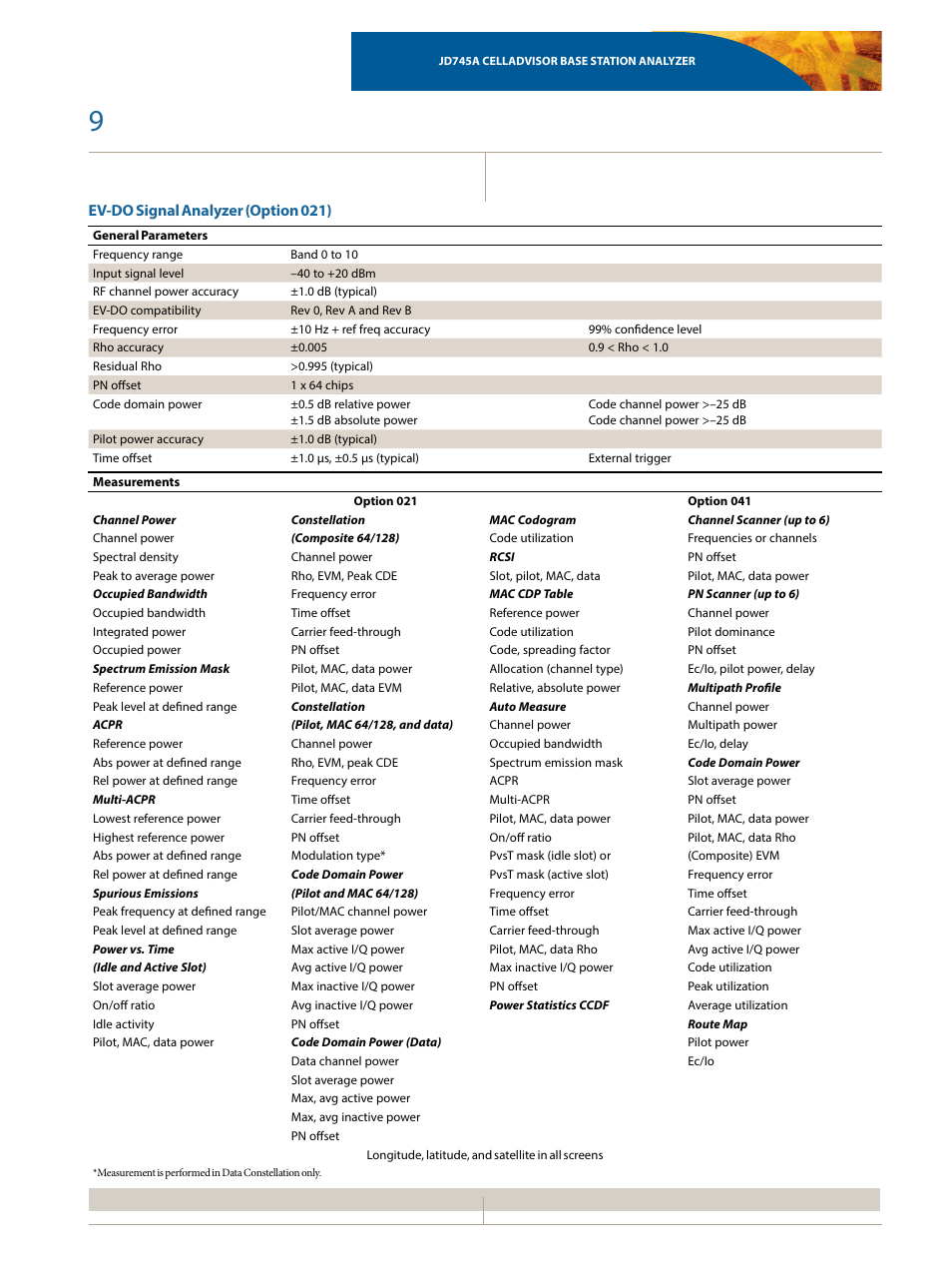 Ev-do signal analyzer (option 021) | Atec JDSU-JD745A User Manual | Page 9 / 20