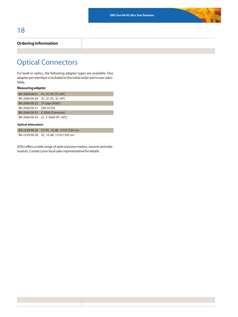 Optical connectors | Atec JDSU-ONT Series User Manual | Page 18 / 20