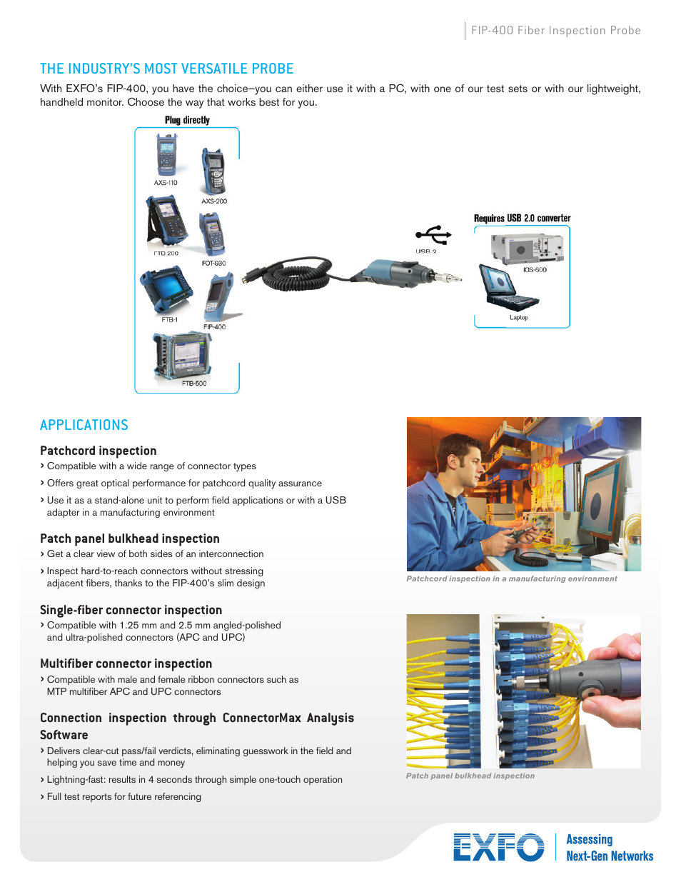 Applications, The industry’s most versatile probe | Atec EXFO-FIP-400 User Manual | Page 3 / 5