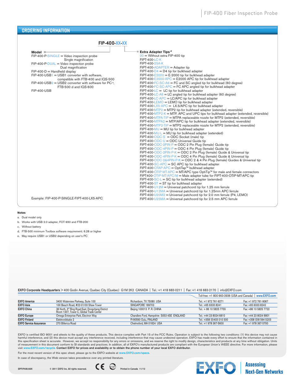 Fip-400- xx - xx | Atec EXFO-FIP-400 User Manual | Page 5 / 5