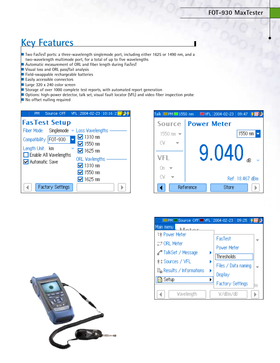 Key features, Fot-930 maxtester | Atec Exfo-FOT-932X User Manual | Page 3 / 8