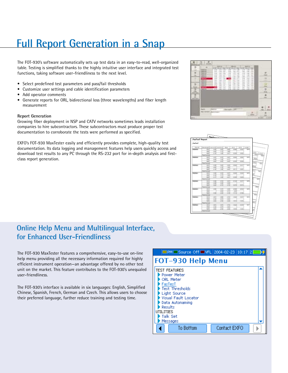 Full report generation in a snap | Atec Exfo-FOT-932X User Manual | Page 6 / 8