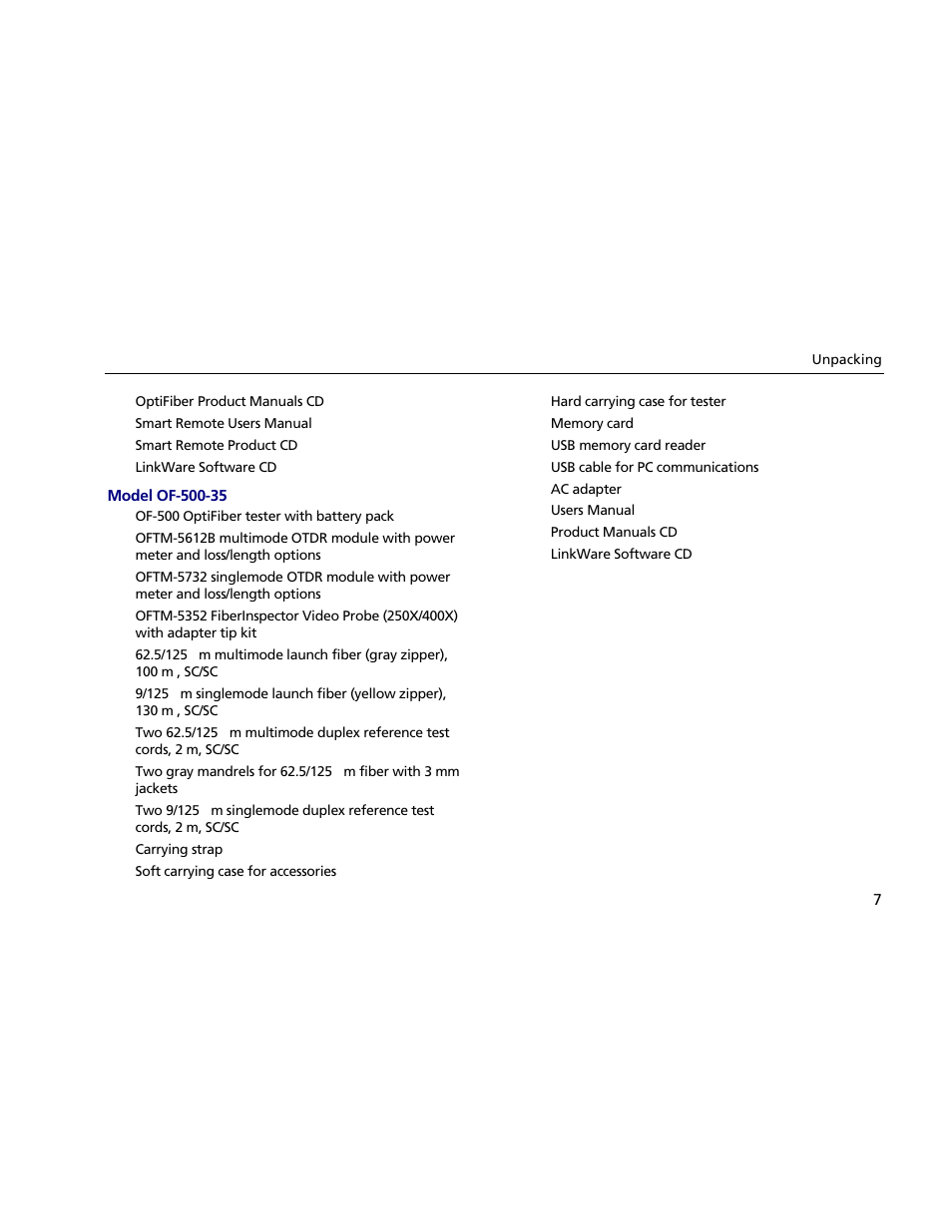 Model of-500-35 | Atec Fluke-OF-500 User Manual | Page 17 / 133