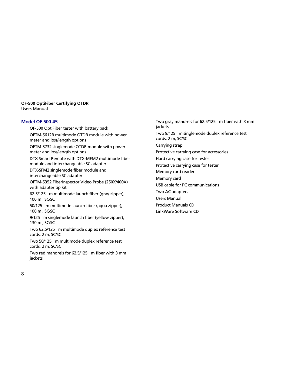 Model of-500-45 | Atec Fluke-OF-500 User Manual | Page 18 / 133