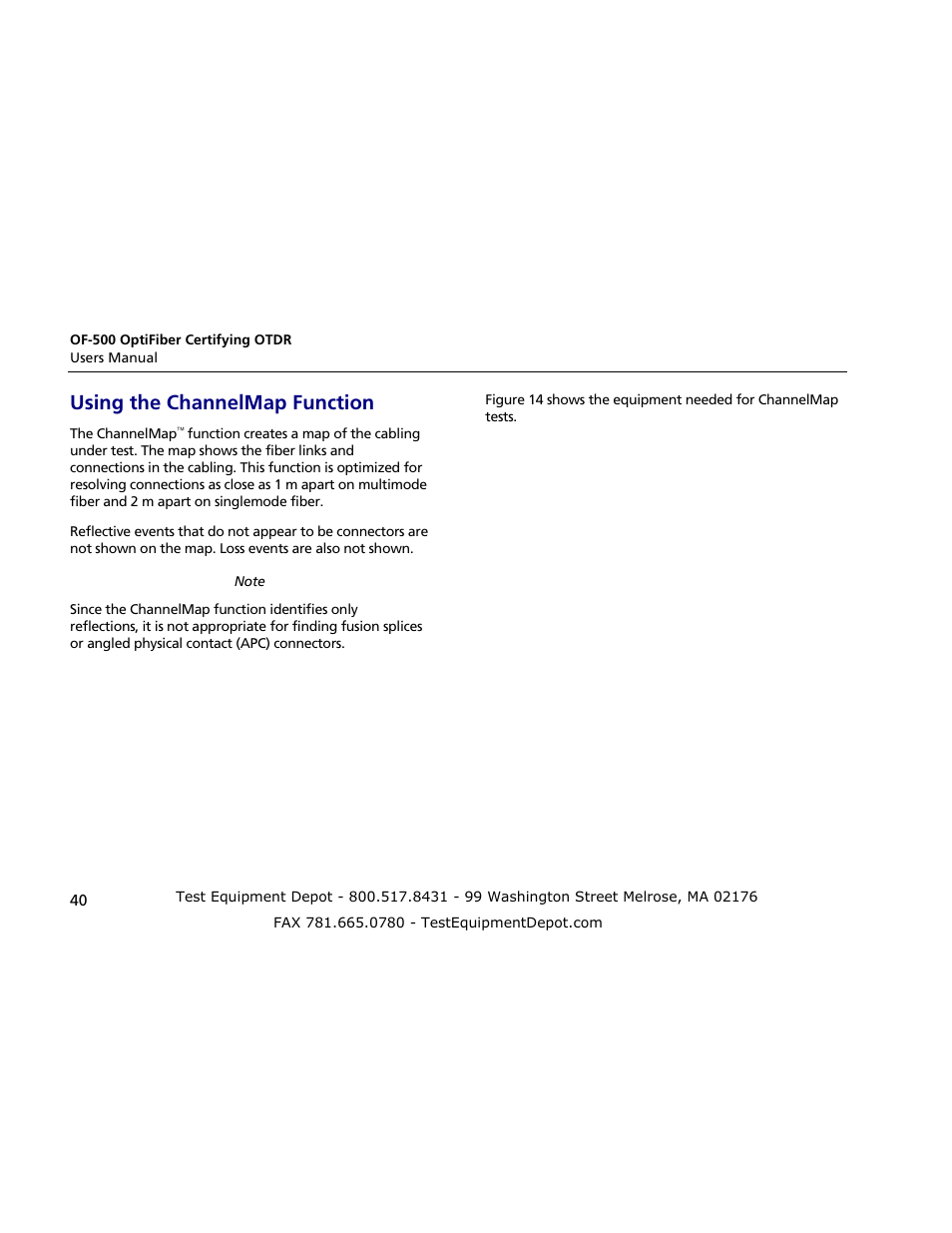 Using the channelmap function | Atec Fluke-OF-500 User Manual | Page 50 / 133