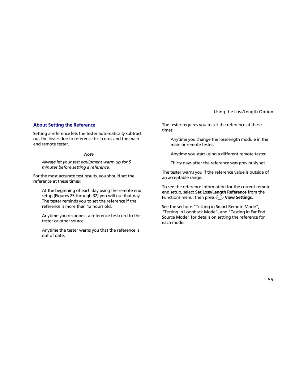 About setting the reference | Atec Fluke-OF-500 User Manual | Page 65 / 133
