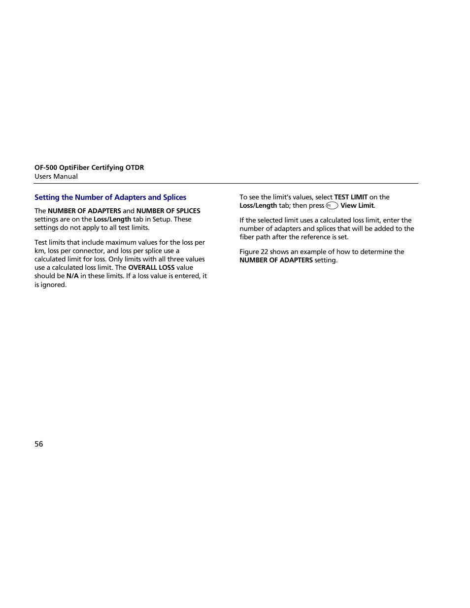 Setting the number of adapters and splices | Atec Fluke-OF-500 User Manual | Page 66 / 133