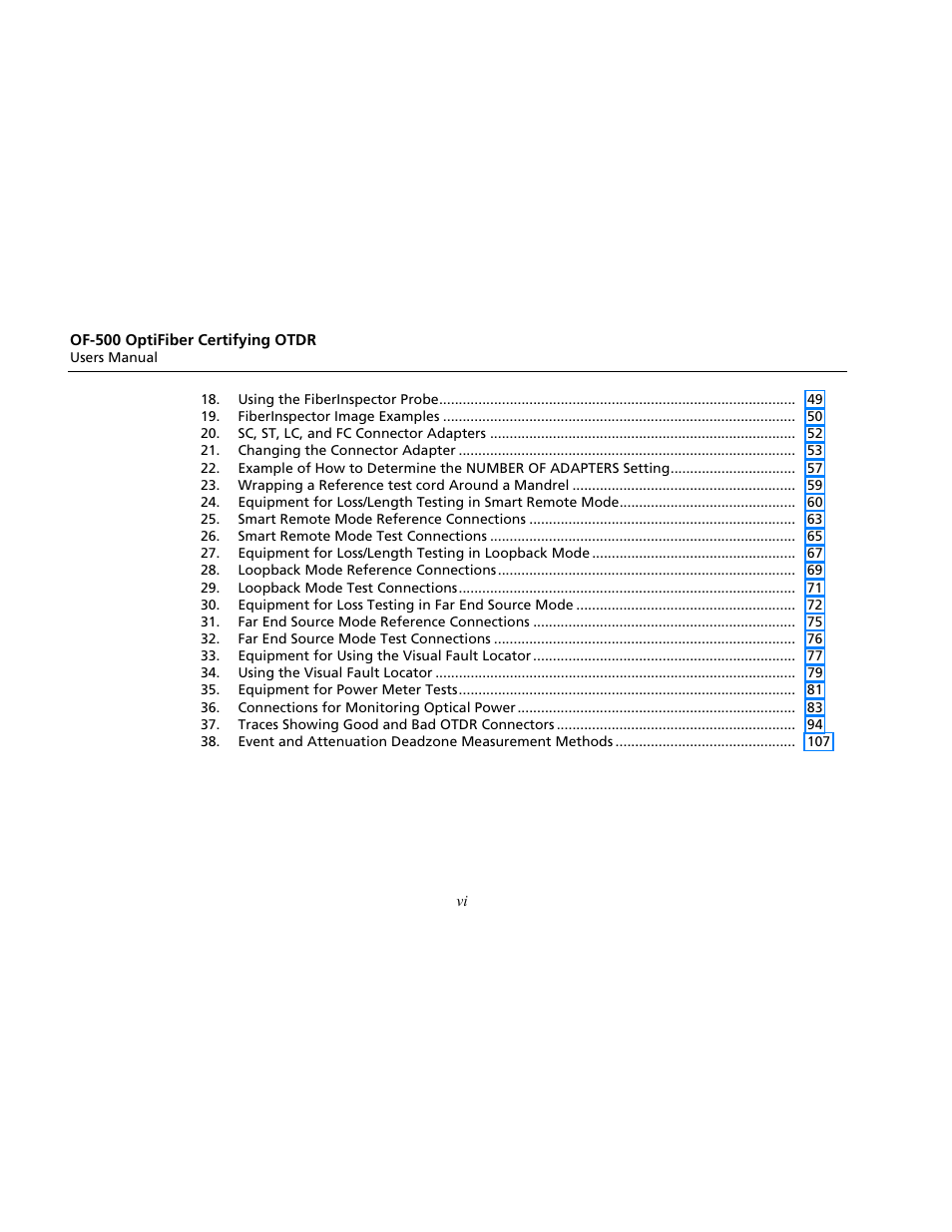 Atec Fluke-OF-500 User Manual | Page 8 / 133