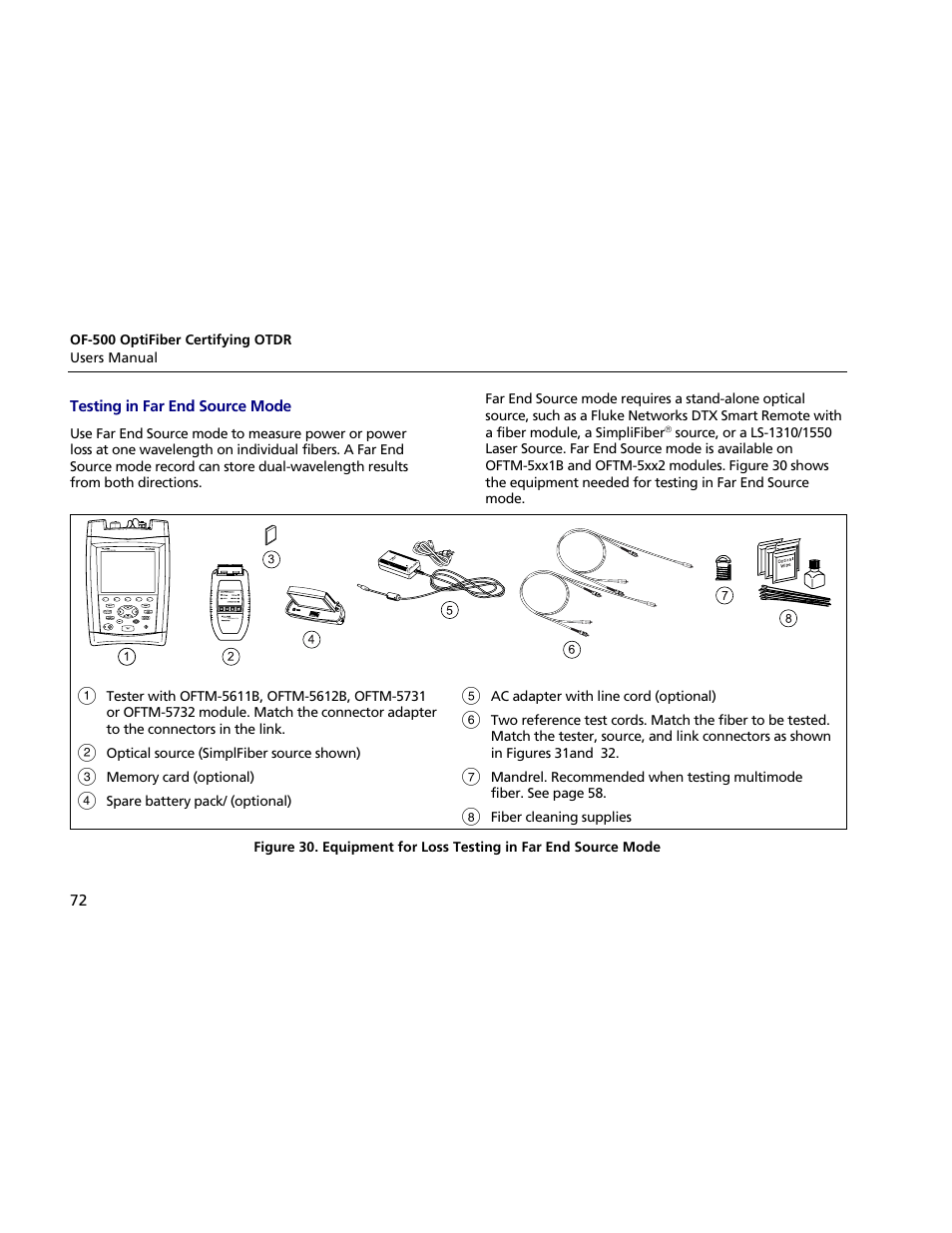 Testing in far end source mode | Atec Fluke-OF-500 User Manual | Page 82 / 133