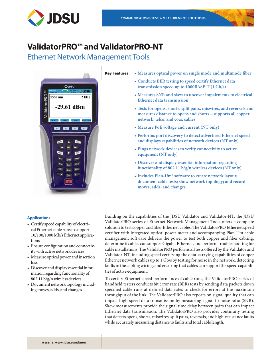 Atec JDSU-NT1150 User Manual | 4 pages