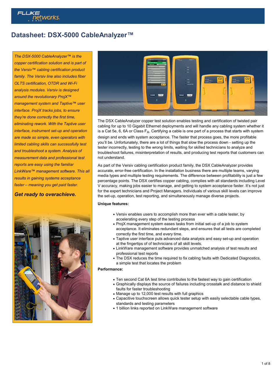 Atec Fluke-DSX-5000 User Manual | 8 pages