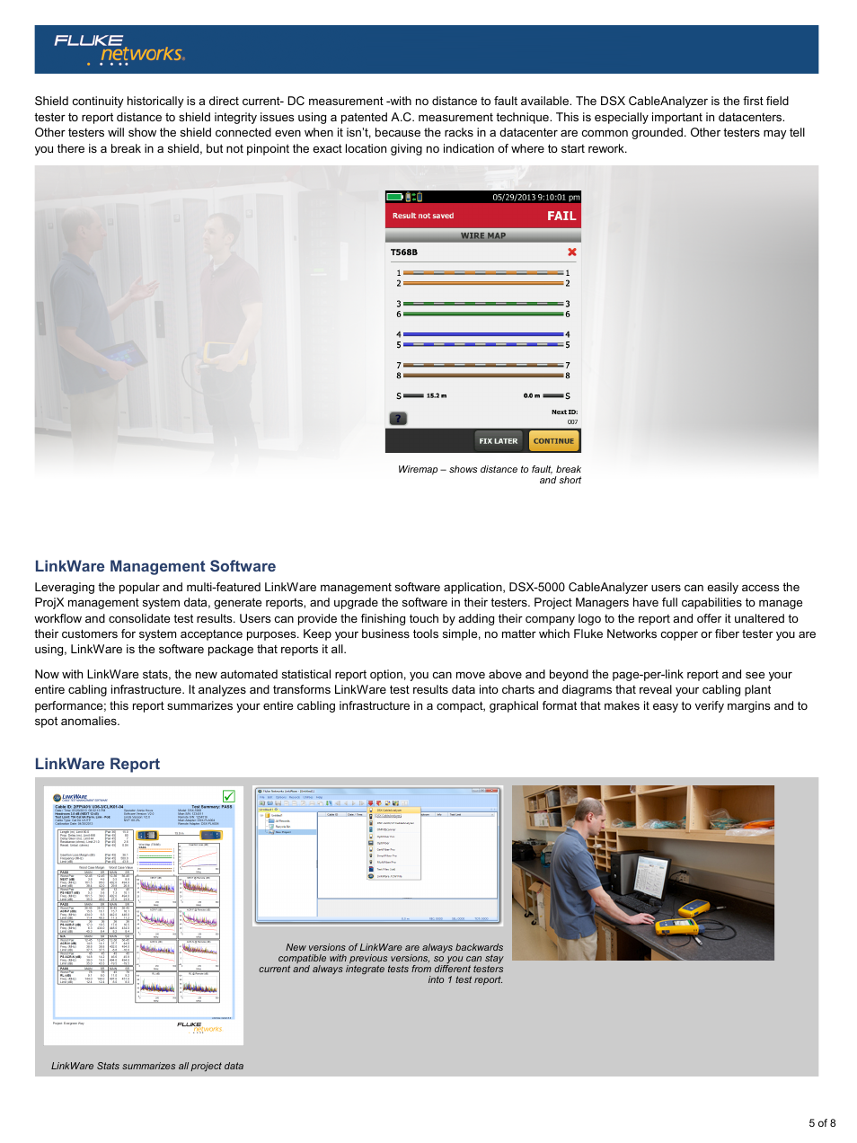 Linkware management software, Linkware report | Atec Fluke-DSX-5000 User Manual | Page 5 / 8