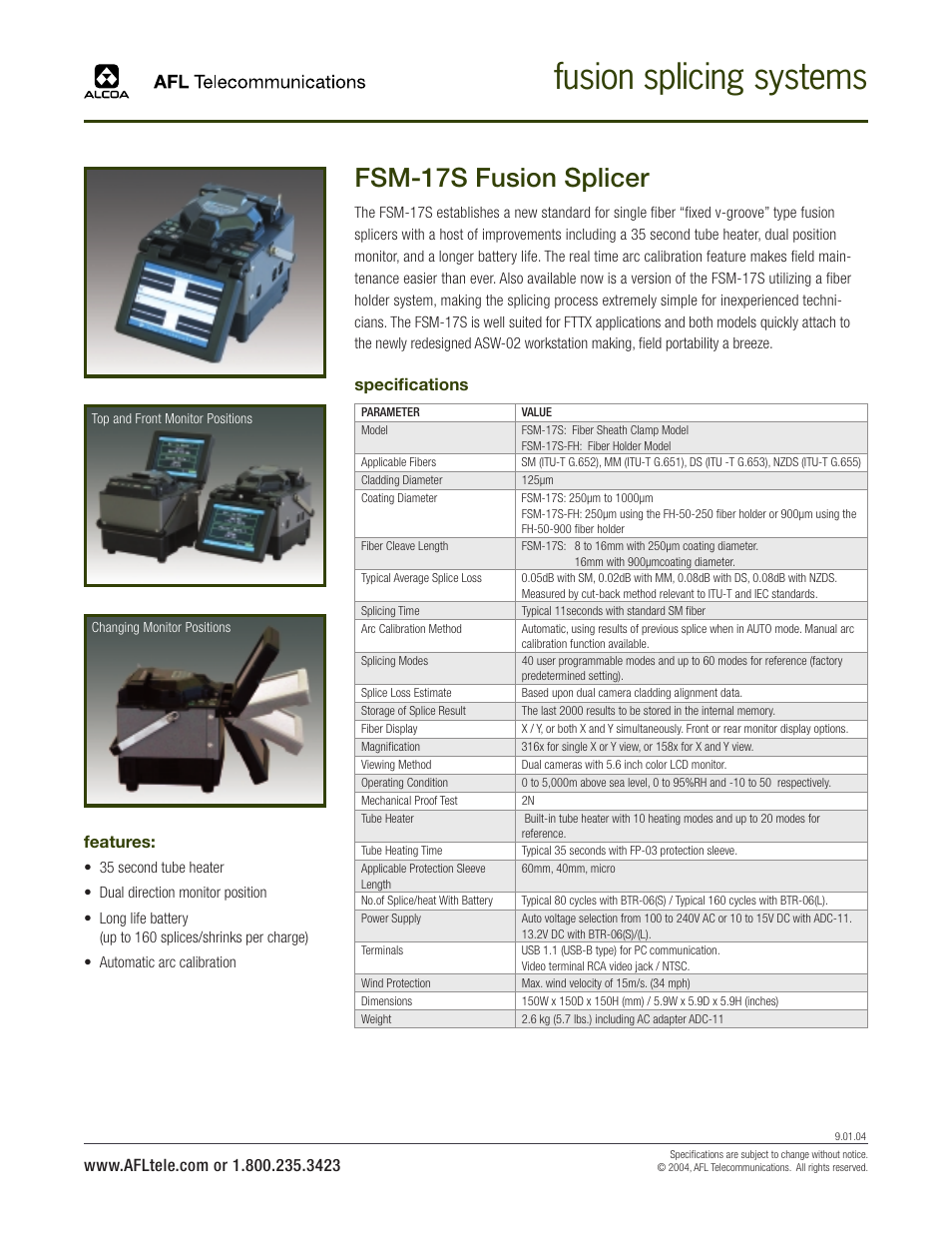 Atec Fujikura-FSM-17S User Manual | 2 pages