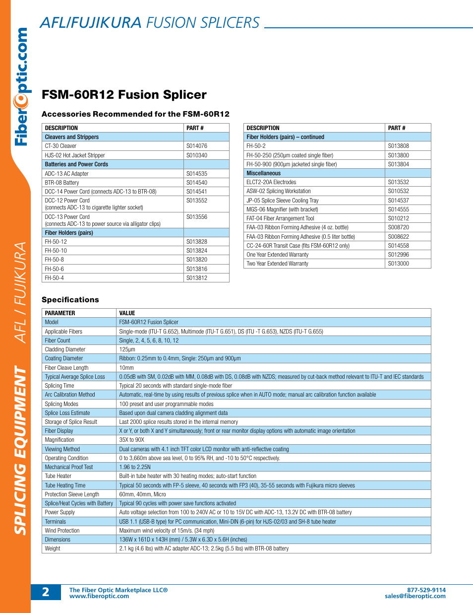 Fsm-60r12 fusion splicer | Atec Fujikura-FSM-60r12 User Manual | Page 2 / 2