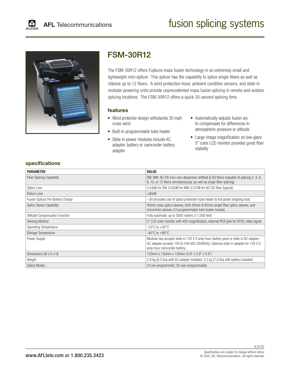 Atec Fujikura-fsm-30r12 User Manual | 2 pages