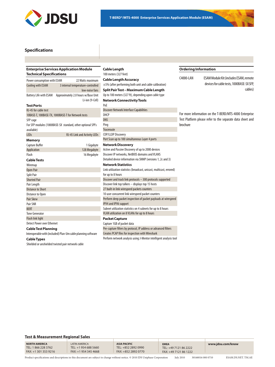 Specifications | Atec JDSU-C4000 User Manual | Page 6 / 6