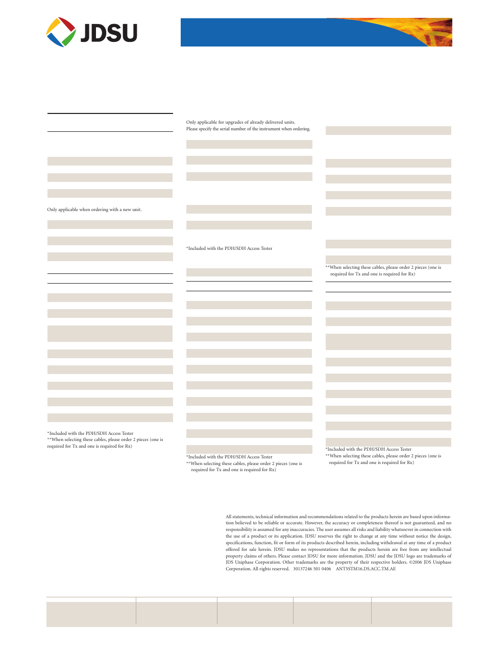 Ordering information | Atec JDSU-ANT-5 User Manual | Page 13 / 13