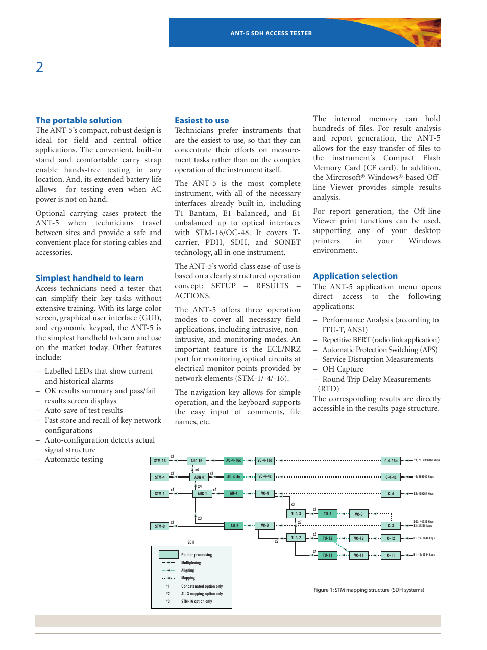 Easiest to use, The portable solution, Simplest handheld to learn | Application selection | Atec JDSU-ANT-5 User Manual | Page 2 / 13