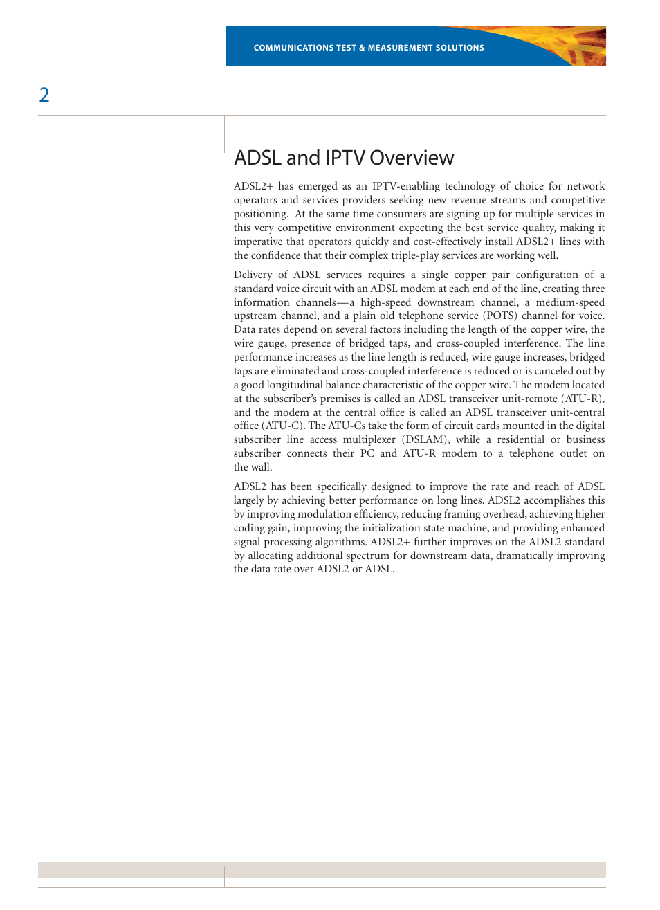 2adsl and iptv overview | Atec JDSU-SC-ADSL User Manual | Page 2 / 8