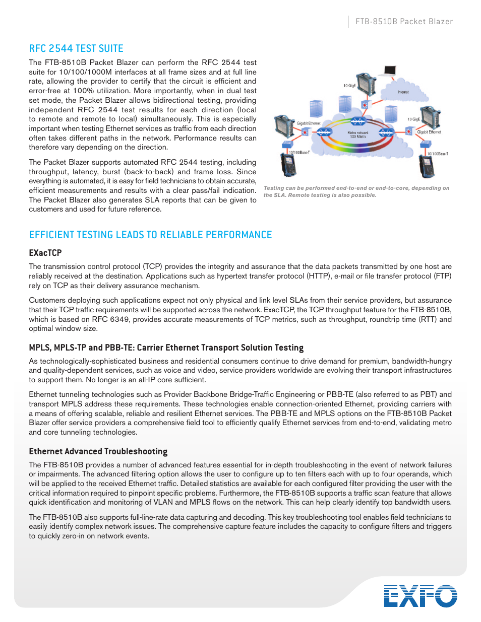 Rfc 2544 test suite, Efficient testing leads to reliable performance | Atec EXFO-FTB-8510B User Manual | Page 3 / 10