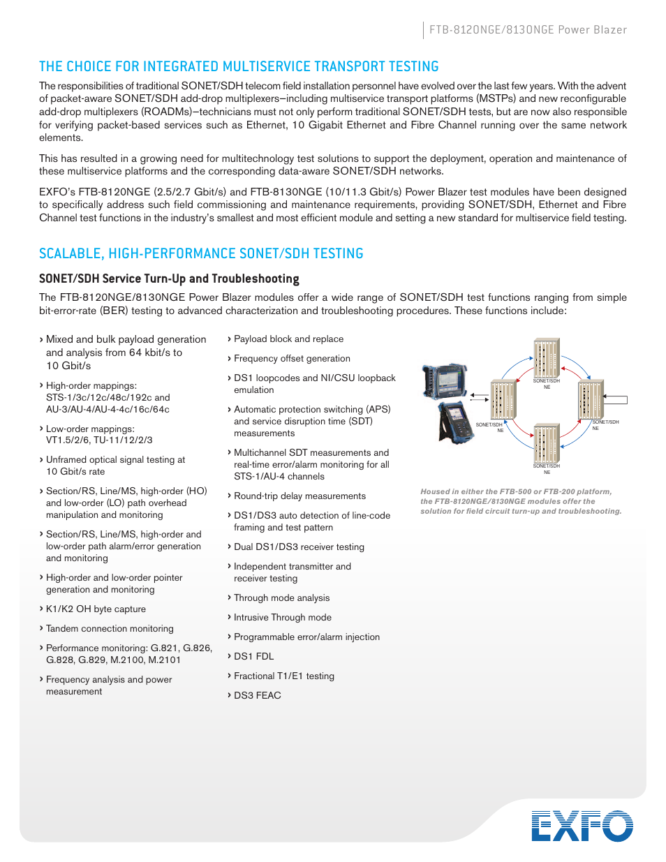 Scalable, high-performance sonet/sdh testing | Atec EXFO-FTB-8120-8130NGE User Manual | Page 2 / 23