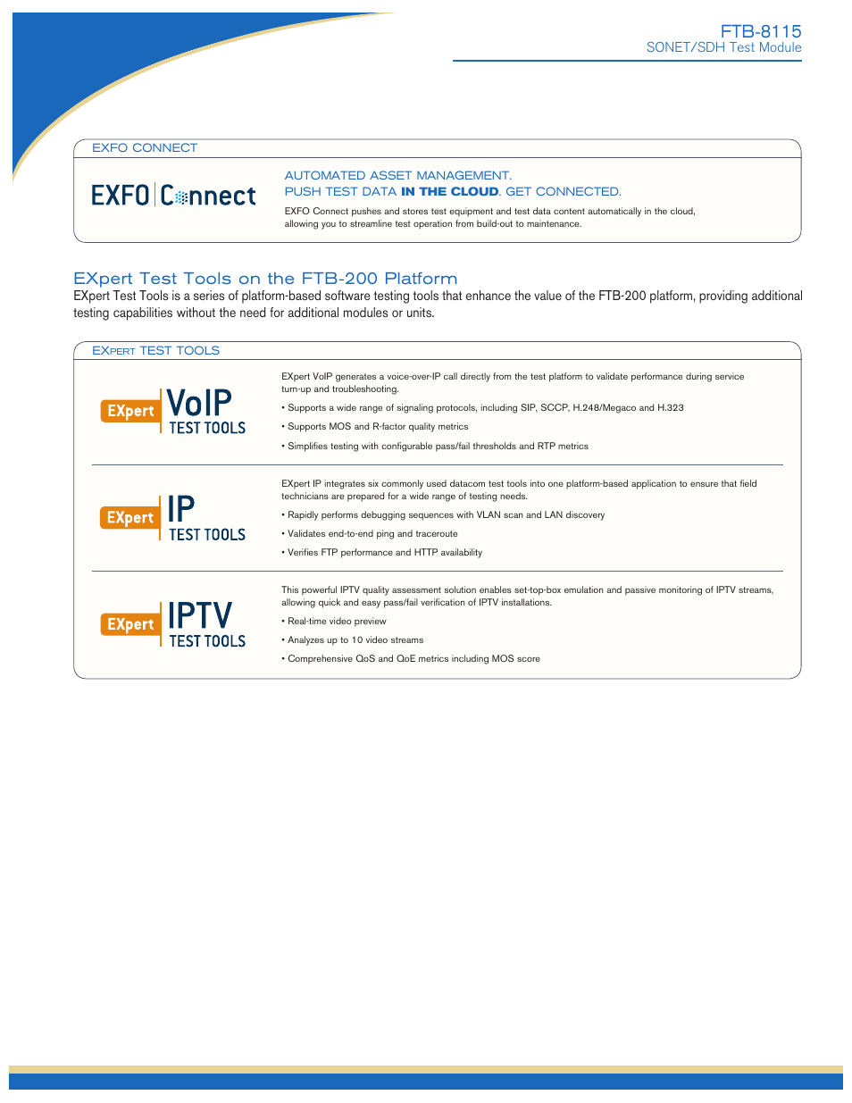 Ftb-8115, Expert test tools on the ftb-200 platform | Atec EXFO-FTB-8115 User Manual | Page 4 / 9