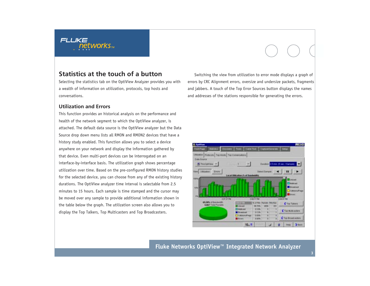 Statistics at the touch of a button | Atec Fluke-OptiView User Manual | Page 3 / 28