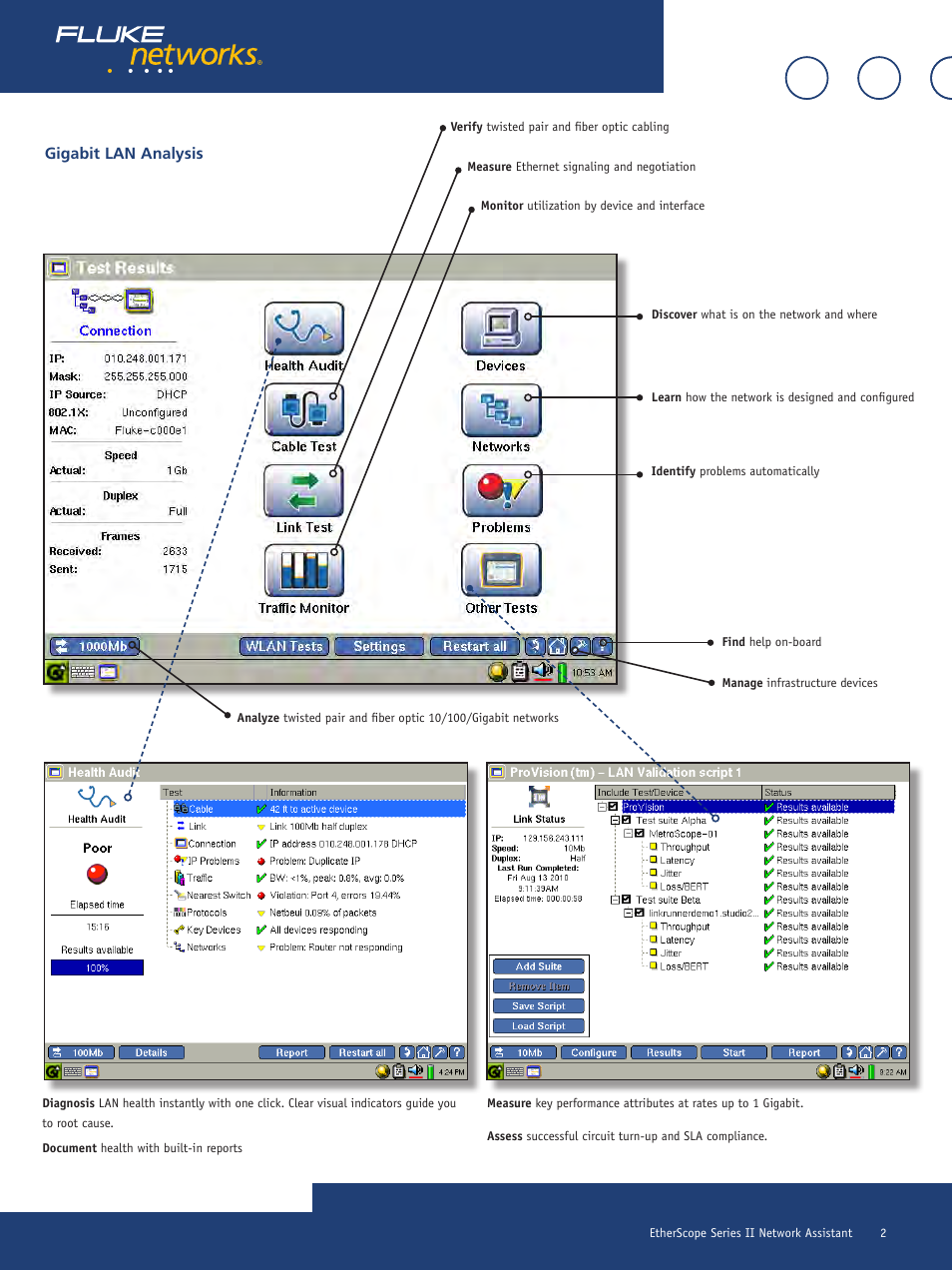 Gigabit lan analysis | Atec Fluke-Networks-ES2 User Manual | Page 2 / 5