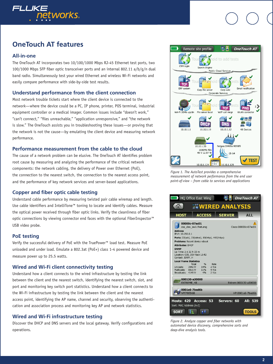 Onetouch at features | Atec Fluke-OneTouch User Manual | Page 2 / 6