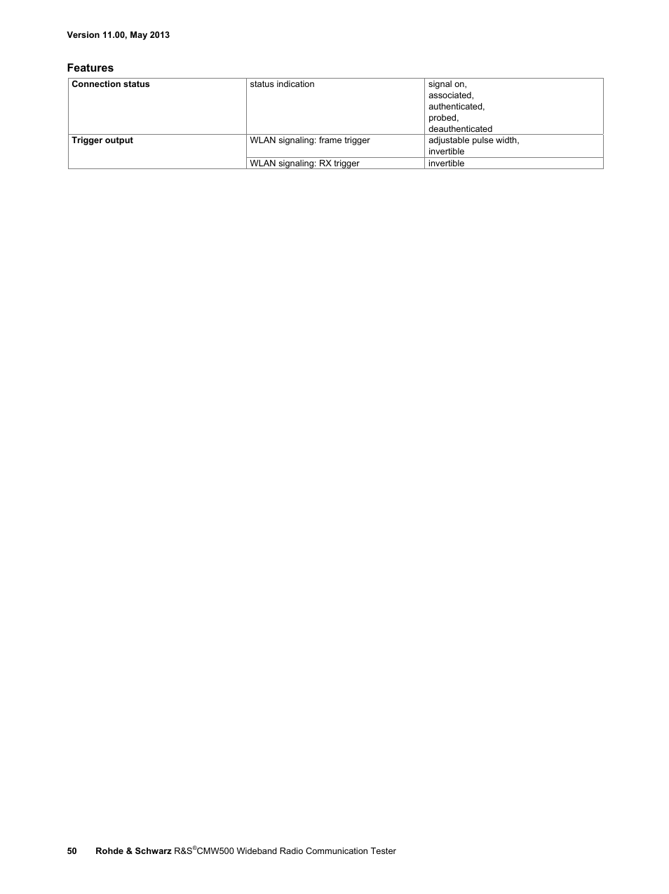 Features | Atec Rohde-Schwarz-CMW500 User Manual | Page 50 / 72