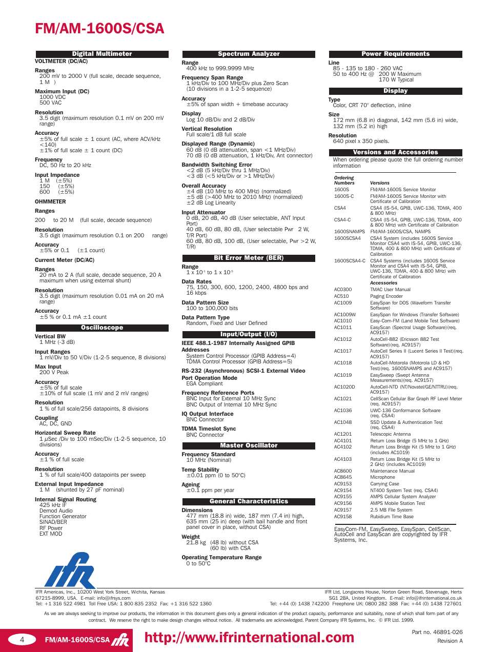 Fm/am-1600s/csa | Atec IFR-Aeroflex-FMAM1600S User Manual | Page 4 / 4