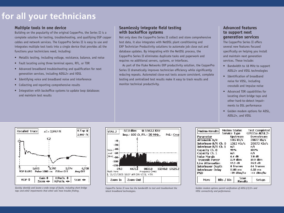 For all your technicians make copperpro, Series ii standard equipment | Atec Fluke-990DSL User Manual | Page 7 / 12