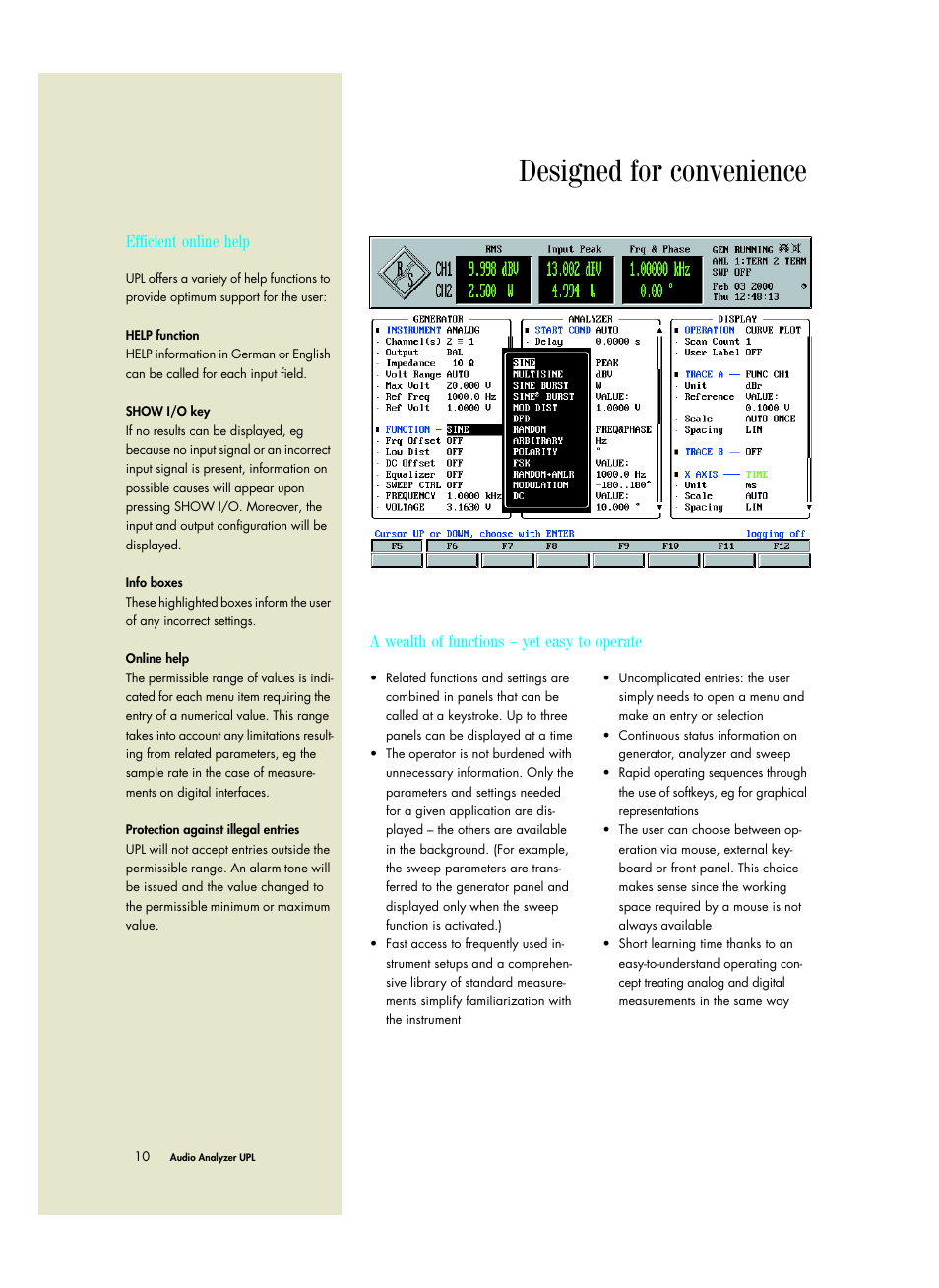 Designed for convenience, Efficient online help, A wealth of functions – yet easy to operate | Atec Rohde-Schwarz-UPL User Manual | Page 10 / 24