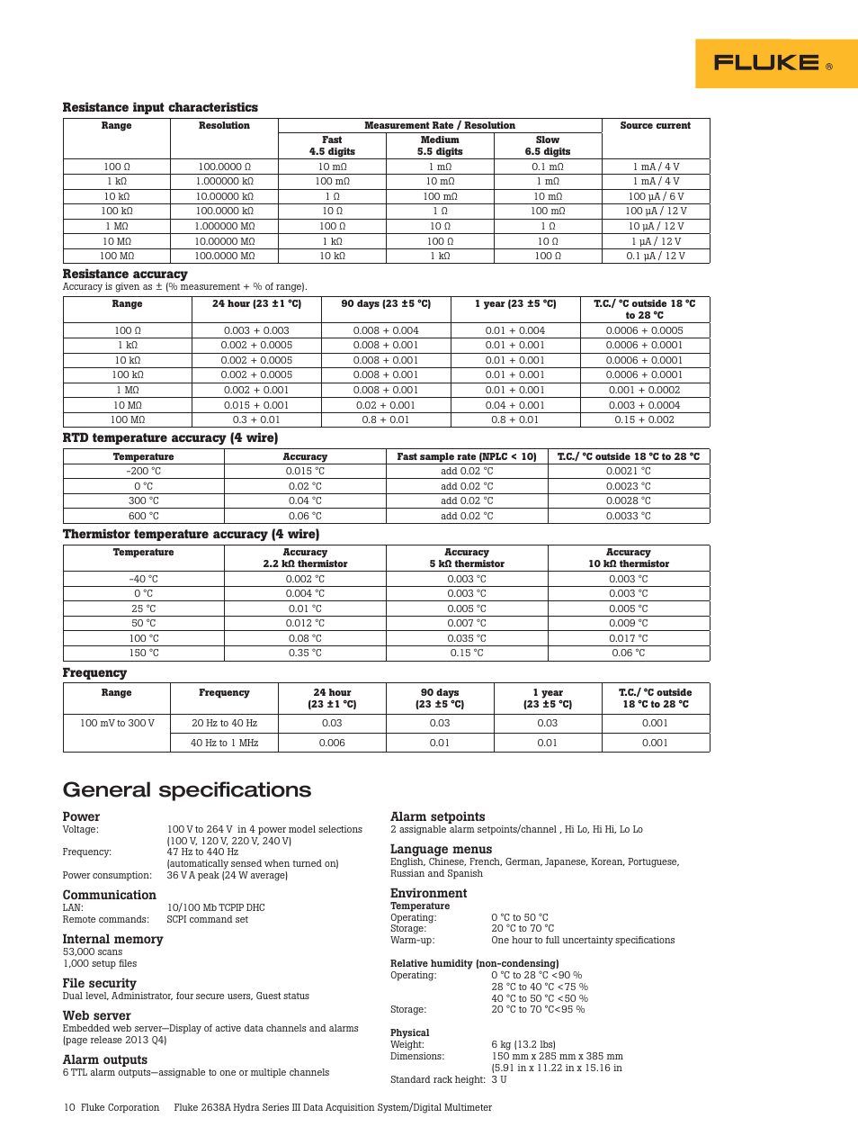 General specifications | Atec Fluke-2638A User Manual | Page 10 / 12