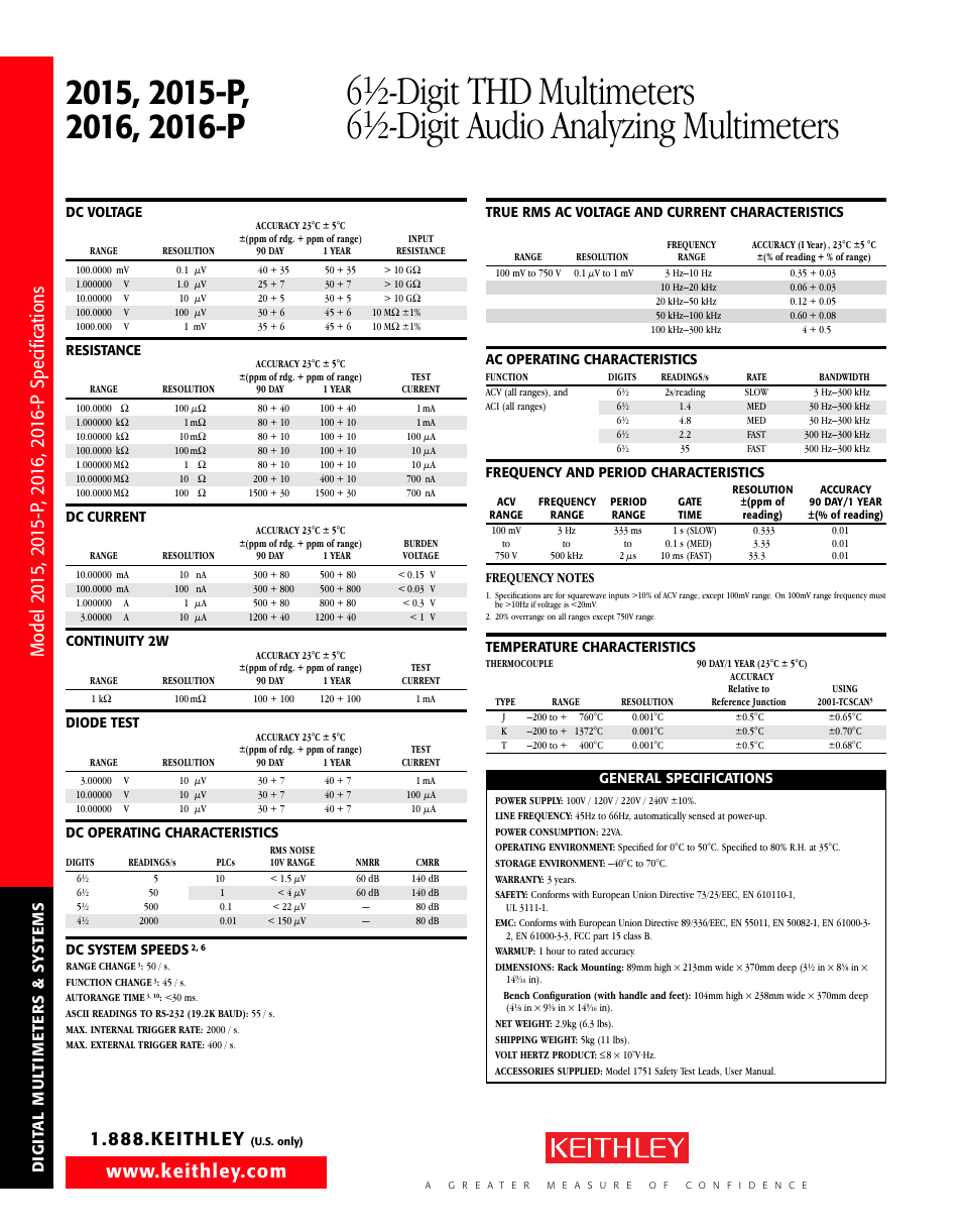 Digit thd multimeters, Digit audio analyzing multimeters | Atec Keithley-2015-16 User Manual | Page 6 / 6