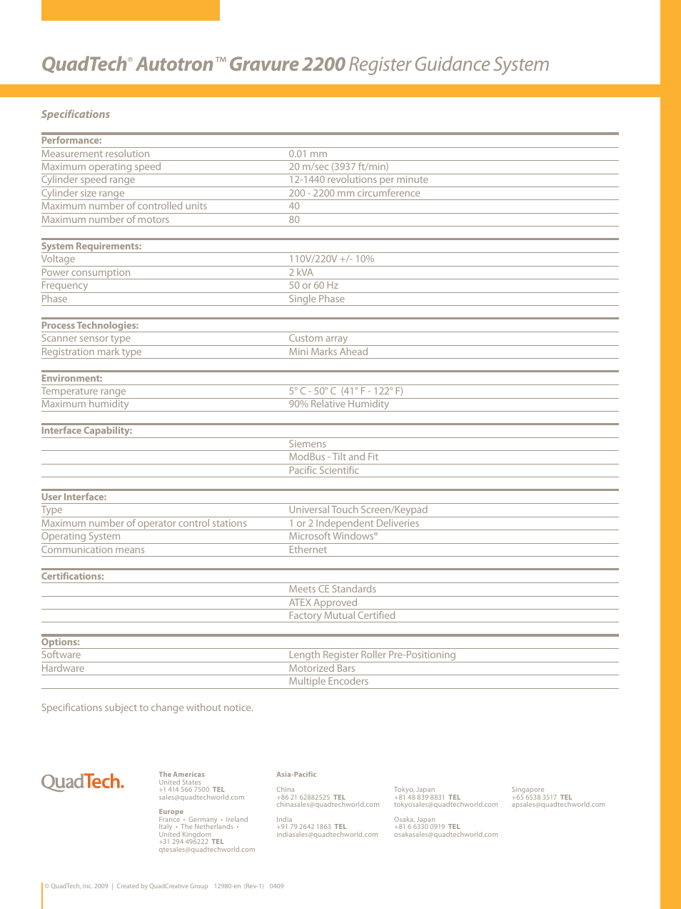 Quadtech, Autotron, Gravure 2200 register guidance system | Publication gravure | Atec Quadtech-2200 User Manual | Page 4 / 4